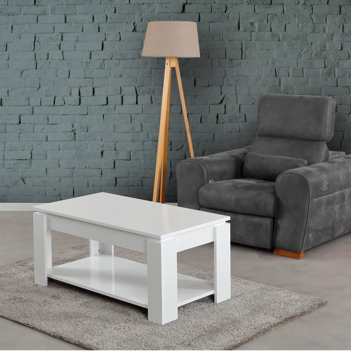 Hanah Home Mesa de Centro Shelf - Shiny White